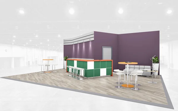 Violet and green Exhibition Stand 3d Rendering