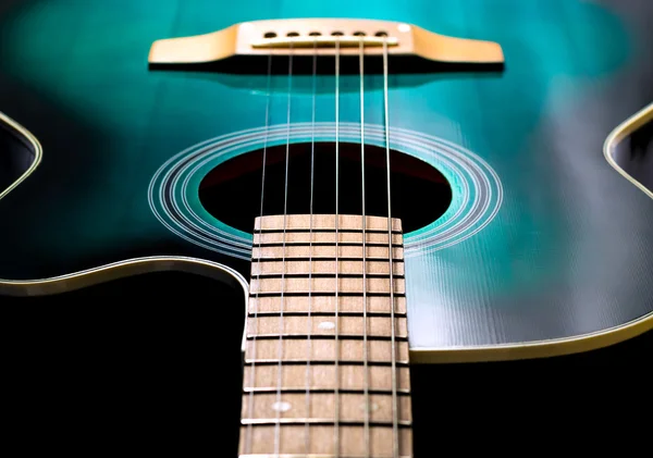 Acoustic guitar, black and green color