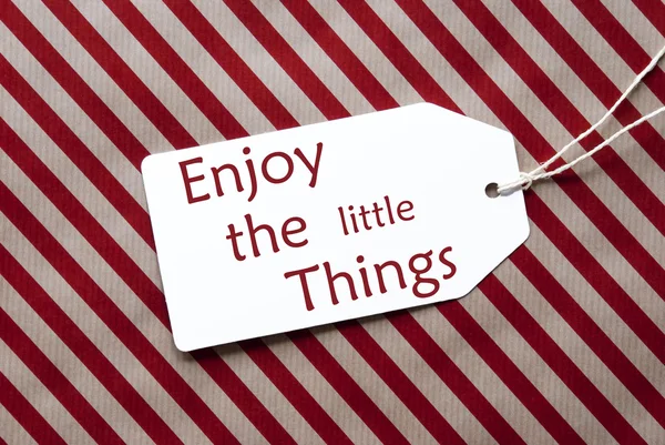 Label On Red Wrapping Paper, Quote Enjoy The Little Things