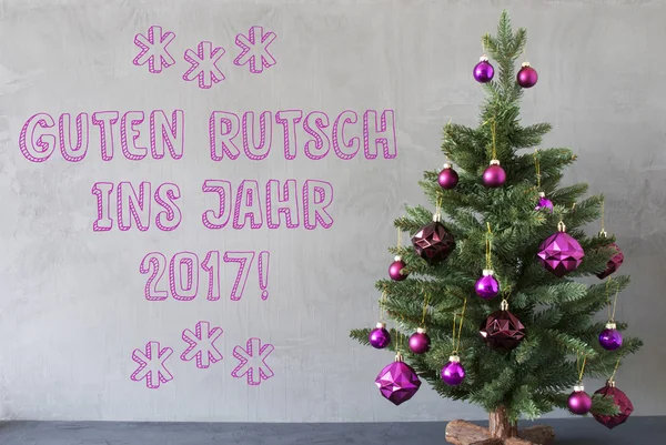 Christmas Tree, Cement Wall, Guten Rutsch 2017 Means New Year