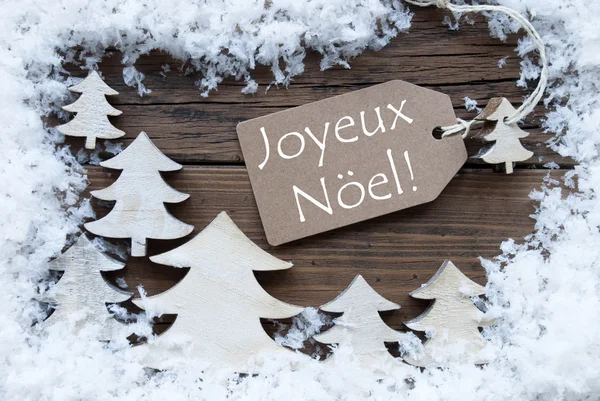 Label Trees Snow Joyeux Noel Mean Merry Christmas