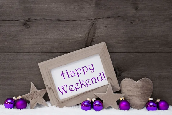 Gray Purple Christmas Decoration Text Happy Weekend