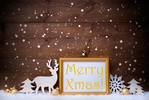 White And Golden Christmas Card, Snowflake, Merry Xmas