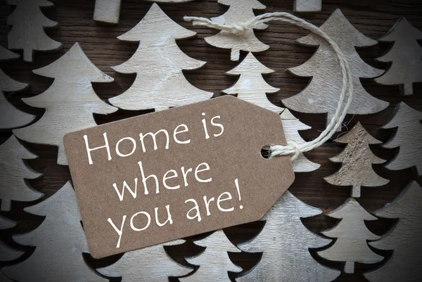 Brown Christmas Label With Home Is Where You Are