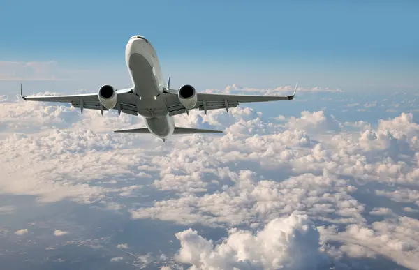 Passenger airplane in the clouds