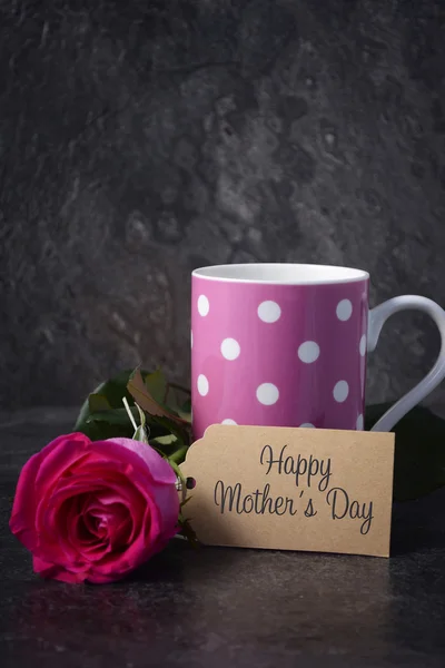 Mothers Day coffee cup with pink rose.