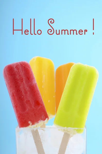 Summer is Here concept with bright color ice creams