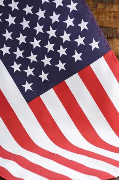 USA Stars and Stripes Flag on Dark Wood
