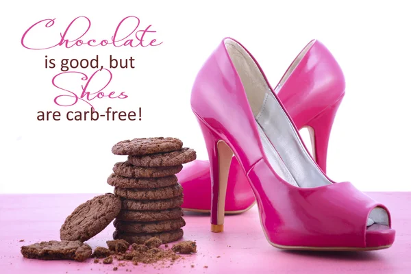 Pink High Heel Shoes and Chocolate Quote
