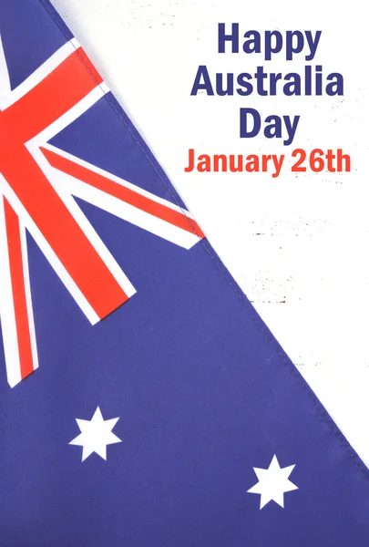 Australian flag on white wood background