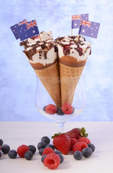 Happy Australia Day party ice cream cones.