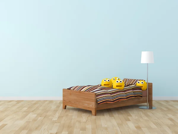 Funny toy in kids bed room Interior 3D rendering image