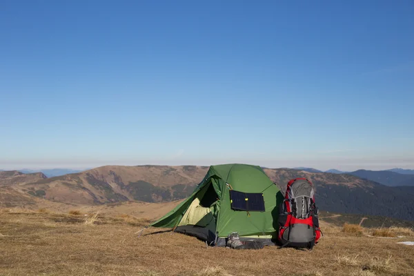 Solar panel.The solar panel attached to the tent.