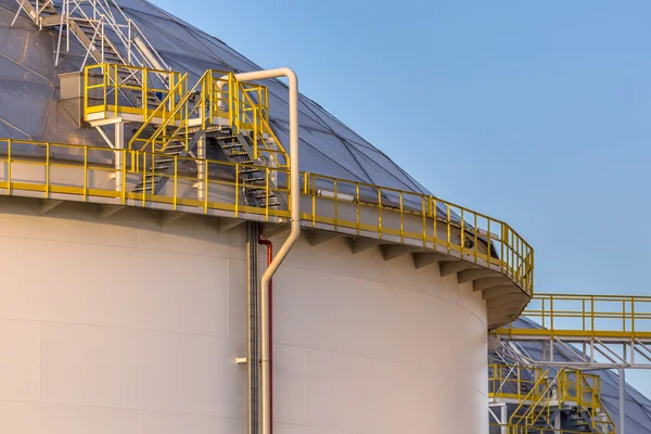 Modern big oil storage tanks with Detail of steps and stairs