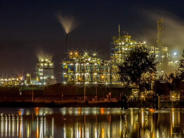 Industrial Chemical factory detail water reflection