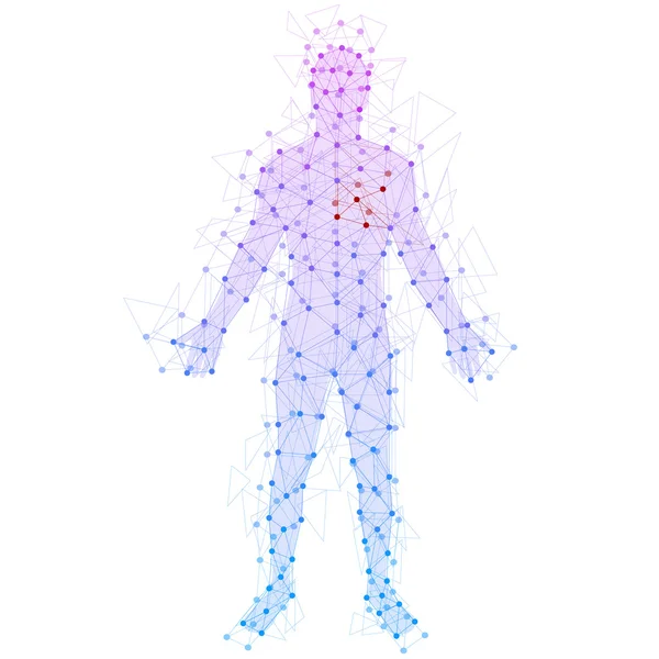 Abstract model of man with points and lines. Vector background