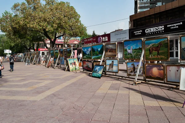 Almaty Arbat. Pedestrian zone street Jibek Joly