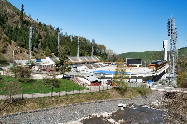 Medeo Stadium. Outdoor speed skating and bandy rink in a mountain valley