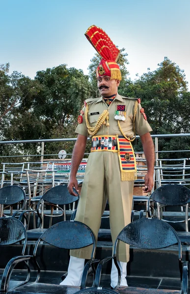 Indian guard in the India-Pakistan Wagah Border Closing Ceremony