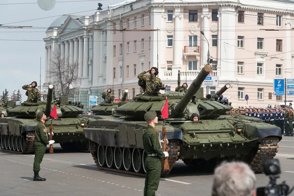 Military vehicles on rehearsal of Military Parade