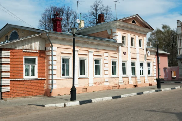 Old houses on the street in Gorodets, Russia