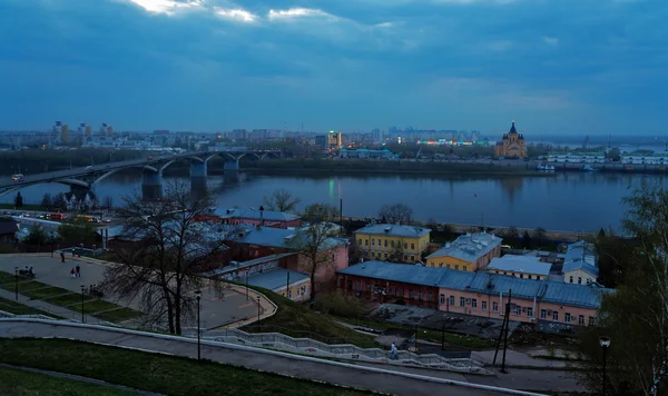 View of Nizhny Novgorod. Kanavinsky bridge. In the late evening