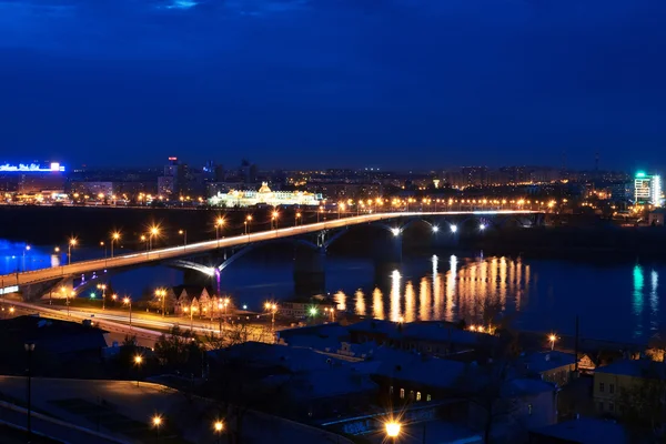 Night view of Nizhny Novgorod. Kanavinskiy bridge.