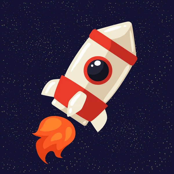 Cartoon rocket in open cosmos vector illustration