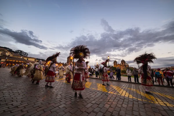 Traditional dancing and festival in Plaza de Armas, Cusco, Peru