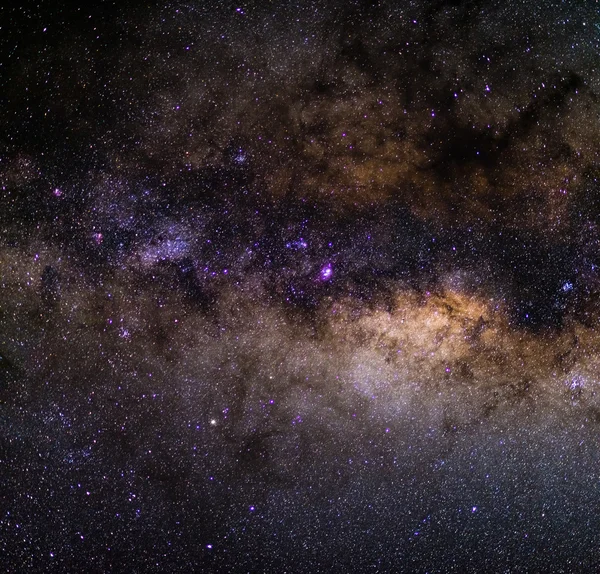 The austral the Milky Way, with details of its colorful core, outstandingly bright. High resolution image, composed by 2 stitched telephotos (focal lenght 85 mm). Captured from the Southern Hemisphere