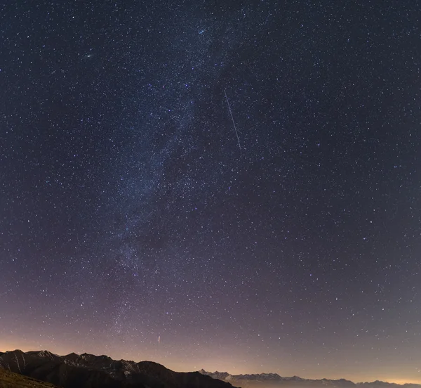 Milky way, starry sky, andromeda galaxy from the Alps