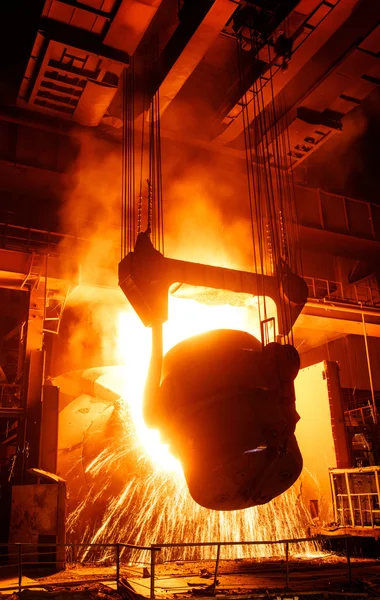 A converting furnace in steel production