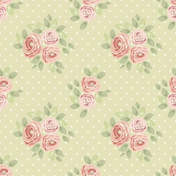 Seamless pattern with roses and polka dots