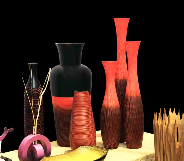 Brightly colored wooden vase