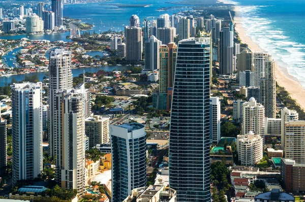 Australia, Gold Coast, Surfers Paradise, aerial of city and beac