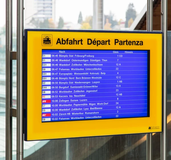 Departure board at the Bern train station