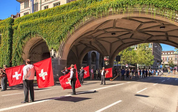 Participants of the Swiss National Day parade