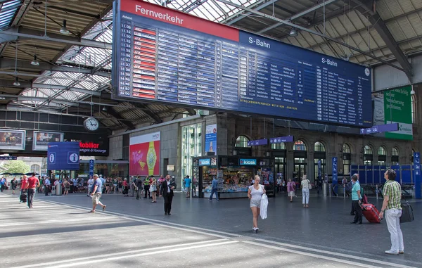 Departure board at the Zurich main railway station