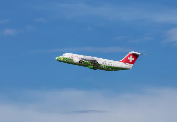 Swiss airplane take off in the Zurich Airport