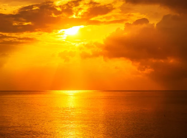 Stunning beautiful sunset. The sun falls into the sea