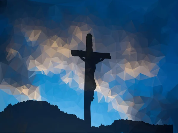 Easter scene with cross. Jesus Christ. Watercolor vector illustr