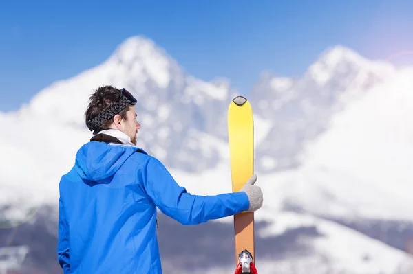 Young couple skiing