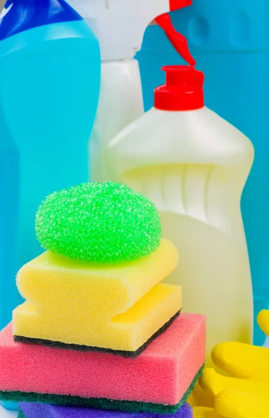 Detergent bottles and sponges