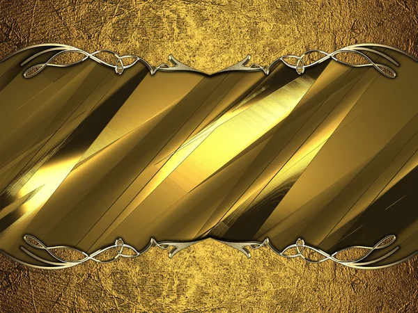 Gold frame with gold edges and a pattern on a abstract gold background. Design template. Design for site
