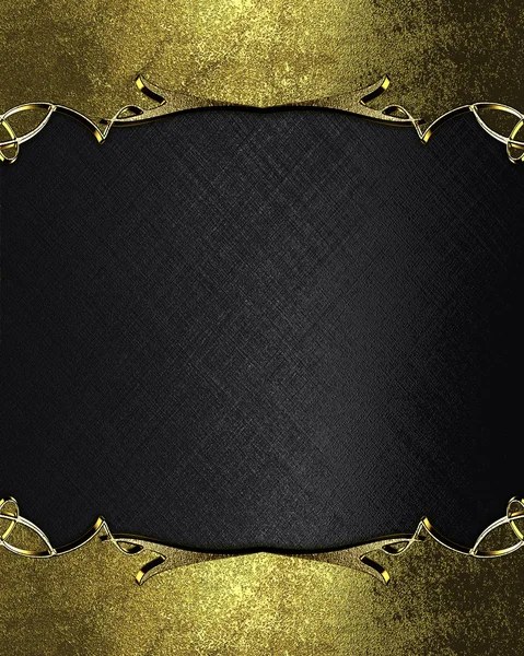 Abstract black background with gold edges with gold trim. Design template. Design site