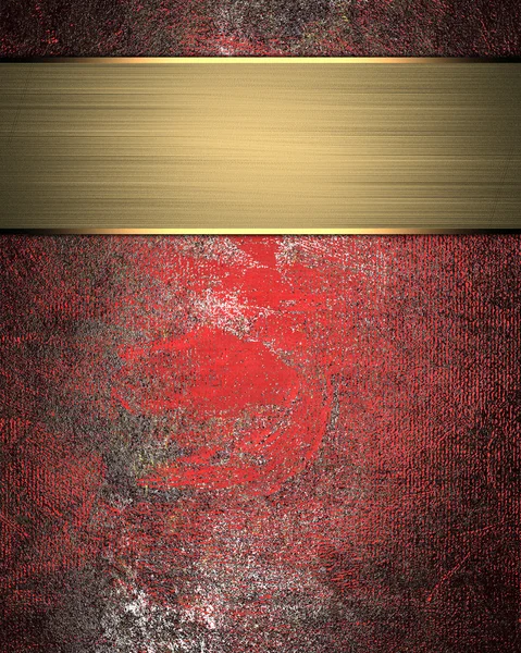 Grunge red wall with gold nameplate. Design template Design site