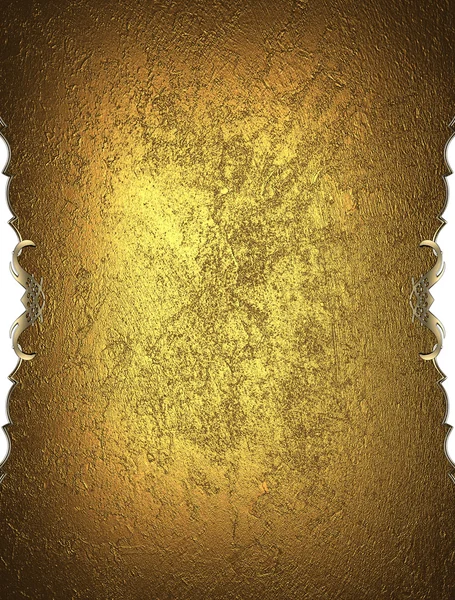 Grunge gold texture with patterns on the edges and gold ribbon. Design template. Design for site