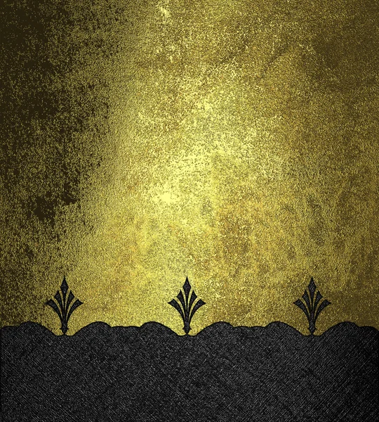 Grunge gold background with black pattern. Template design for text. Template for site