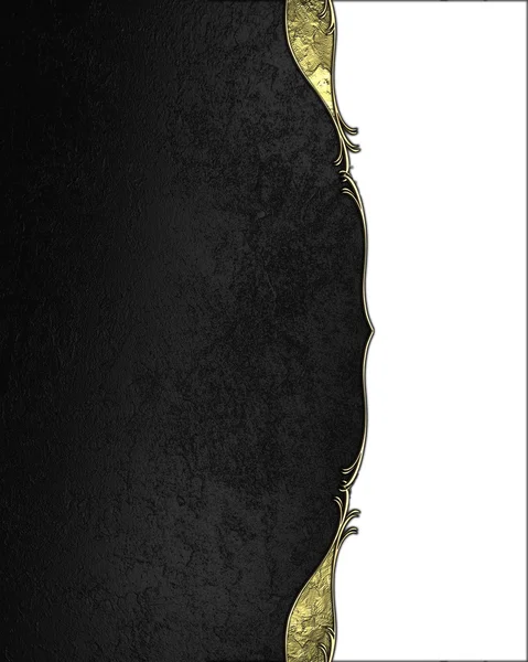 Black texture with gold edge on a white background. Template for design. Template for site