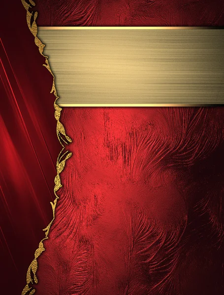 Abstract red background with a gold border on red background with gold ribbon. Design template. Design site